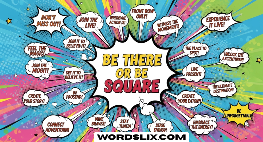 30+ Dynamic Phrases Similar to “Be There or Be Square”